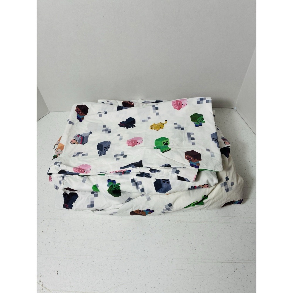 Pottery Barn Kids Minecraft Sheet Set Full Organic Cotton Flat,fitted, 1 Case